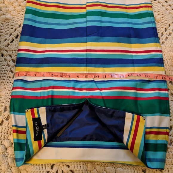 NWT Talbots skirt 4P cotton pencil skirt stripe - Picture 2 of 7